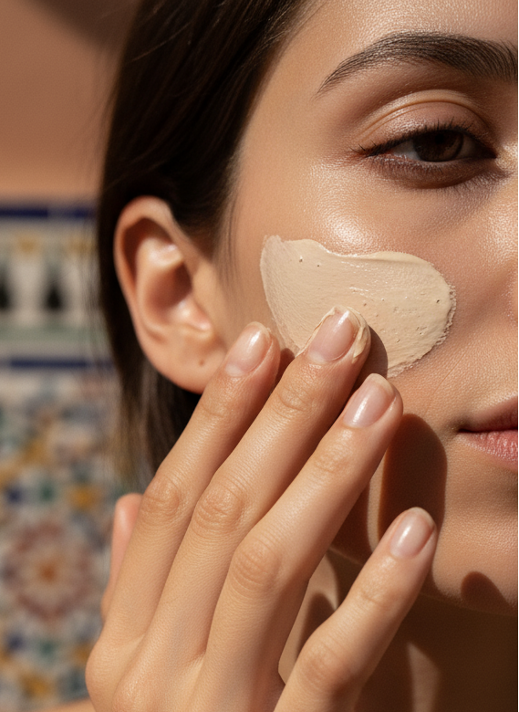 Femme appliquant masque argan bio izli 
